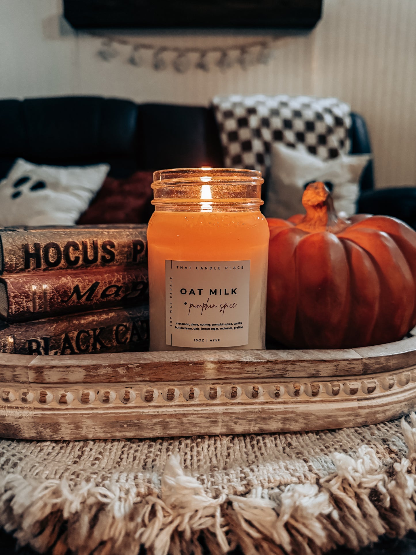 Oat Milk + Pumpkin Spice Mason Jar Soy Candle 15oz