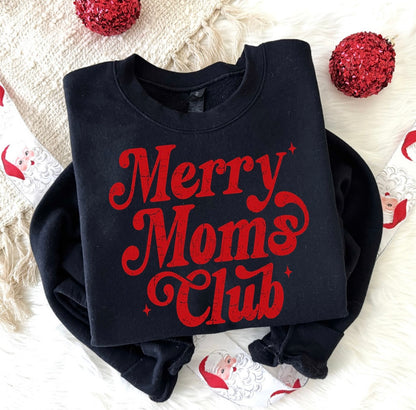 Merry Moms Club Crewneck Sweatshirt | Black
