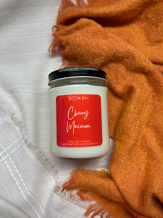 16oz Cherry Macaron Soy Candle