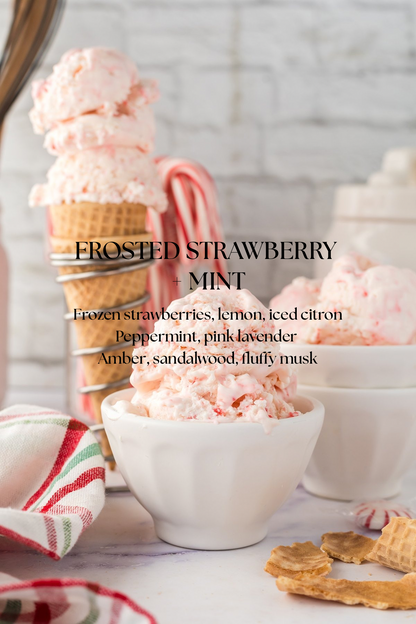 Frosted Strawberry + Mint Soy Candle | 2-Wick